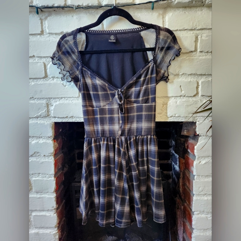 UO Milly Plaid Mesh Playsuit